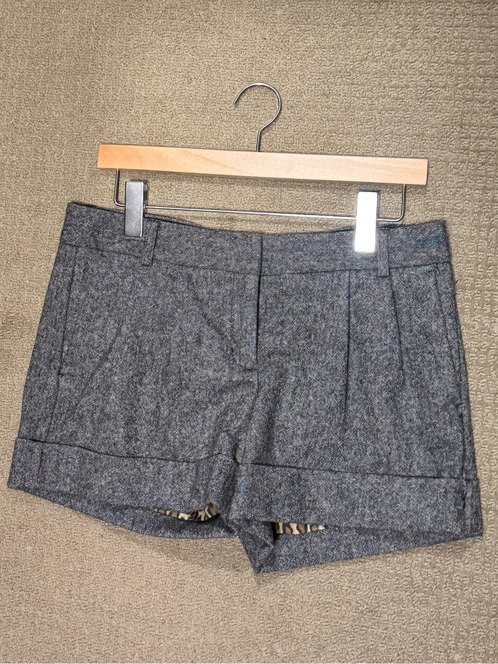 Express Charcoal Gray Tweed-Look Wool Tailored Shorts